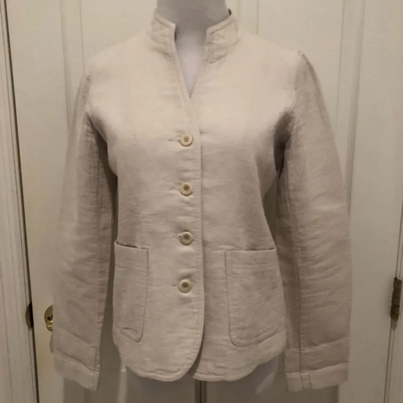 Eileen Fisher Mandarin Collar Button Down Blazer - Picture 3 of 8